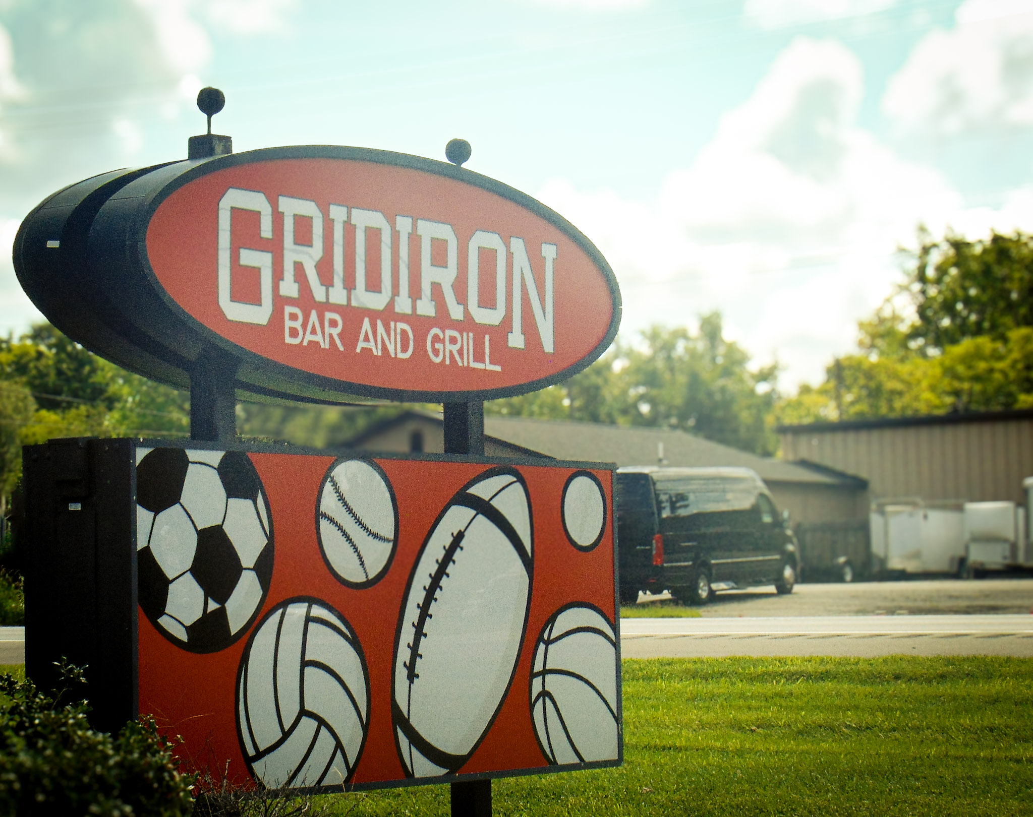 The Gridiron Bar and Grill sign out front